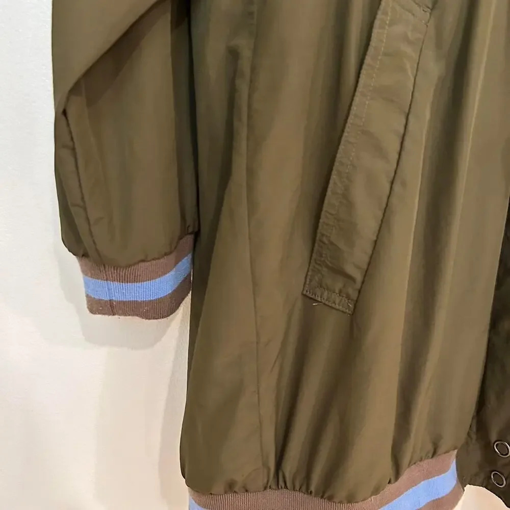 Free people oversized long bomber windbreaker w concealable hood XS funnel neck - Picture 9 of 9